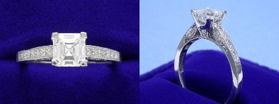 Asscher Cut Diamond Ring: 0.94 carat with 1.03 ratio in 0.32 tcw Tacori designer mounting