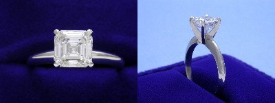 Asscher Cut Diamond Ring: 1.33 carat in four-prong Solitaire style mounting