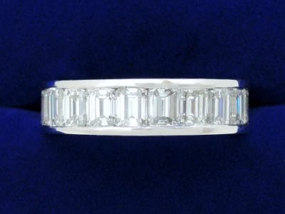 Diamond Wedding Band: 5.31 tcw Emerald Cut Channel Set Diamond Eternity Band