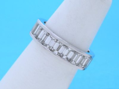 Diamond Wedding Band: 5.31 tcw Emerald Cut Channel Set Diamond Eternity Band