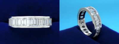 Diamond Wedding Band: 5.31 tcw Emerald Cut Channel Set Diamond Eternity Band