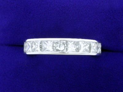 Diamond Wedding Band: 5.06 tcw Princess Cut Channel Set Diamond Eternity Band