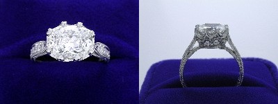 Cushion Cut Diamond Ring: 1.50 carat with 1.27 ratio in Richard Landi designer mounting