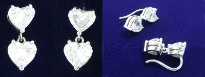 Heart Shaped Diamond Earrings: 2.74 tcw in Dangle Baskets with Shepard Back