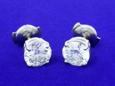 2.02 Total Carat Weight Round Diamond Earrings