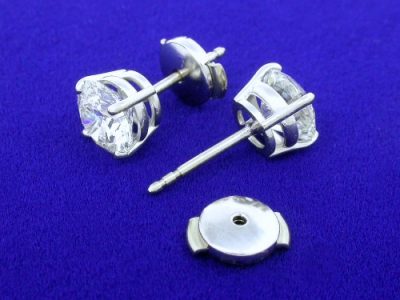 Diamond Earrings with 2.02 Total Carat Weight in 14-Karat White-Gold Mountings