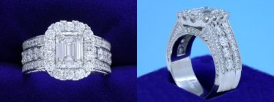 Emerald Cut Diamond Ring: 1.20 carat with 1.35 ratio and 1.42 tcw Round Diamonds