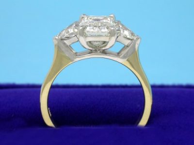 Emerald 3-Stone Diamond Ring with Trillions