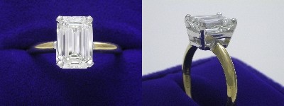 Emerald Cut Diamond Ring: 2.36 carat with 1.50 ratio in Basket style mounting