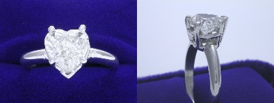 Heart Shaped Diamond Ring: 1.50 carat in 5-prong basket mounting