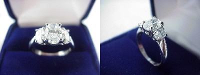 Oval Diamond Ring: 1.03 carat with 1.42 ratio in 0.65 tcw Oval Cut diamond three-stone mounting