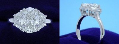 Oval Diamond Ring: 1.22 carat with 1.44 ratio in 0.70 tcw Crescent Moon diamond mounting