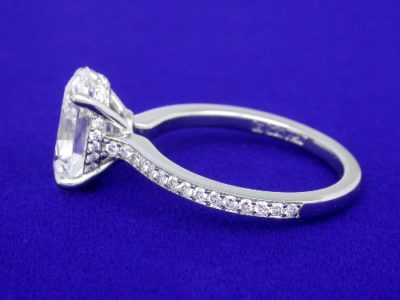 Oval Cut Diamond Ring: 2.21 carat with 1.48 ratio and 0.29 tcw pave diamonds