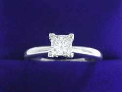 0.51 carat Princess Cut diamond graded H color, SI1 clarity in Solitaire style mounting