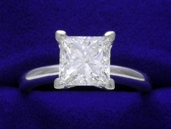 1.71 carat Princess Cut diamond with H color and VS1 clarity in a 4 prong ring