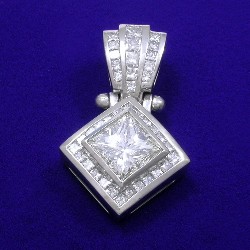 3.60 carat Princess Cut diamond pendant with 2.00 total carat weight of diamonds
