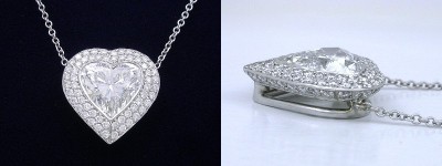 Heart Shaped Pendant: 2.10 carat with 0.55 tcw Double Row Bez Ambar Pave Mounting