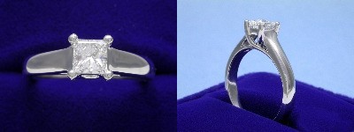 Princess Cut Diamond Ring: 0.50 carat in Trellis style mounting