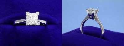 Princess Cut Diamond Ring: 0.90 carat in Basket style mounting
