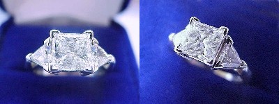 Princess Ring 1.21 ct 0.52 tcw Trillions