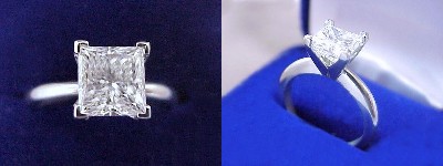 Princess Cut Diamond Ring: 1.45 carat in Solitaire style mounting