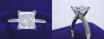 Princess Cut Diamond Ring: 2.01 carat in Solitaire style mounting