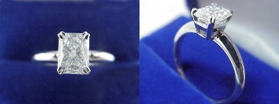 Radiant Cut Diamond Ring: 1.04 carat with 1.36 ratio in Split-Prong Basket style mounting