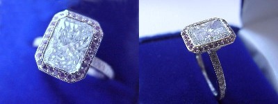 Radiant Cut Diamond Ring: 1.82 carat with 1.37 ratio in 0.47 tcw Pink Sapphire Pave Set Bez Ambar Designer mounting