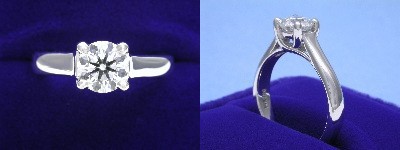 Round Diamond Ring: 0.77 carat in Trellis style mounting