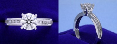 Round Diamond Ring: 0.83 carat in 0.30 tcw Channel-Set mounting