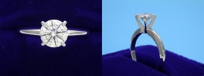 Round Diamond Ring: 1.02 carat G VS1 in 4-prong Solitaire style mounting