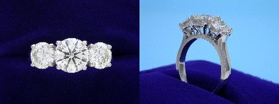 Round Diamond Ring: 1.10 carat with 1.03 tcw Round Side Diamonds