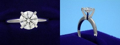 Round Diamond Ring: 1.28 carat I VS2 in 4-prong Solitaire style mounting