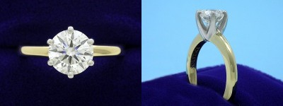 Round Diamond Ring: 1.28 carat with 18-Karat Yellow Gold and Platinum Solstice Mounting