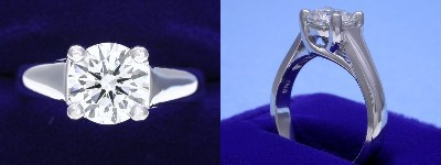 Round Diamond Ring: 1.33 carat in Trellis style mounting