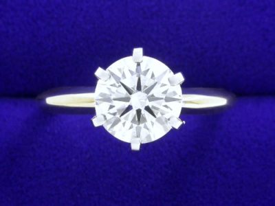 Round cut 1.50 carat I SI2 in 6-prong two-tone mounting