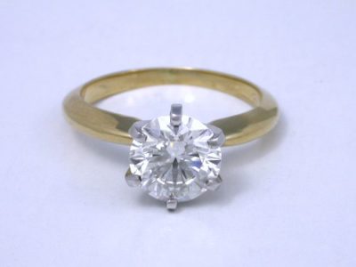 Diamond solitaire ring with a 1.50-carat round brilliant-cut diamond