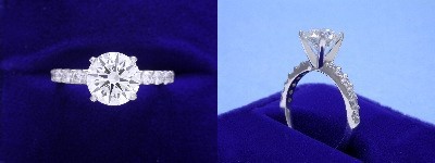 Round Diamond Ring: 1.50 carat with 0.36 tcw Round Diamond Mounting