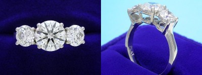 Round Diamond Ring: 1.50 carat in 1.02 tcw Round Three Stone Mounting