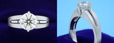 Round Diamond Ring: 1.51 carat in Satin and Polished Prestige Designer Mounting