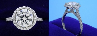 Round Diamond Ring: 1.70 carat with 0.33 tcw Pave-Set mounting