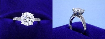 Round Diamond Ring: 1.83 carat with 0.21 tcw Round Brilliant Diamonds