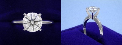 Round Diamond Ring: 1.84 carat H VS2 in 4-prong Solitaire Mounting