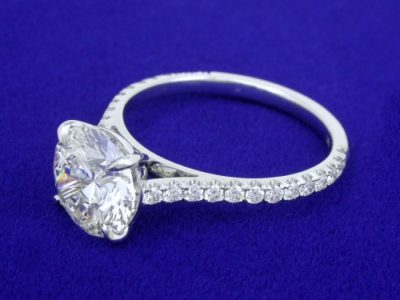 Round Diamond Ring: 2.10 carat with 0.30 tcw U-Set Round Brilliant Diamonds