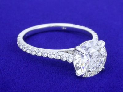 Round Diamond Ring: 2.10 carat with 0.30 tcw U-Set Round Brilliant Diamonds