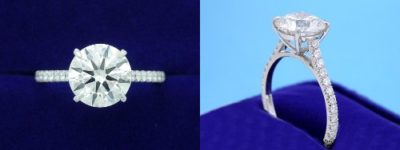 Round Diamond Ring: 2.10 carat with 0.30 tcw U-Set Round Brilliant Diamonds