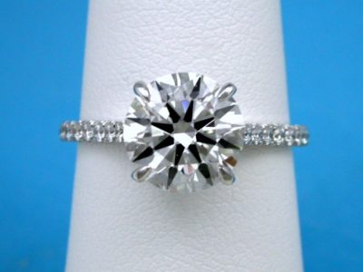 Round Diamond Ring: 2.10 carat with 0.30 tcw U-Set Round Brilliant Diamonds