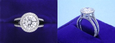 Round Diamond Ring: 2.23 carat in Bez Ambar Split Shank pave mounting