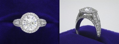 Round Diamond Ring: 2.52 carat in Bez Ambar Pave Mounting