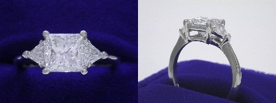 Princess Ring 1.52 ct 0.39 tcw Trillions